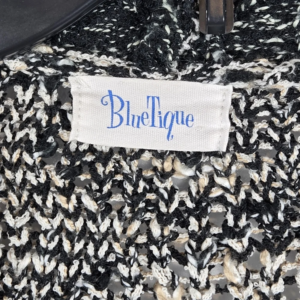 Bluetique Southwestern Abstract Chunky Knit Open Front Cardigan Sweater Size XL
